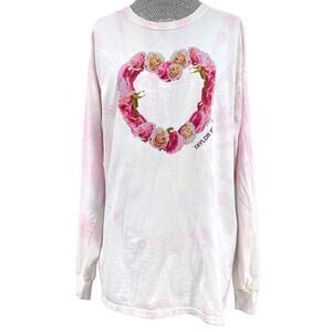 Taylor Swift Lover Flower Heart Long Sleeve Tee Pink Yellow White Tie Dye Size L
